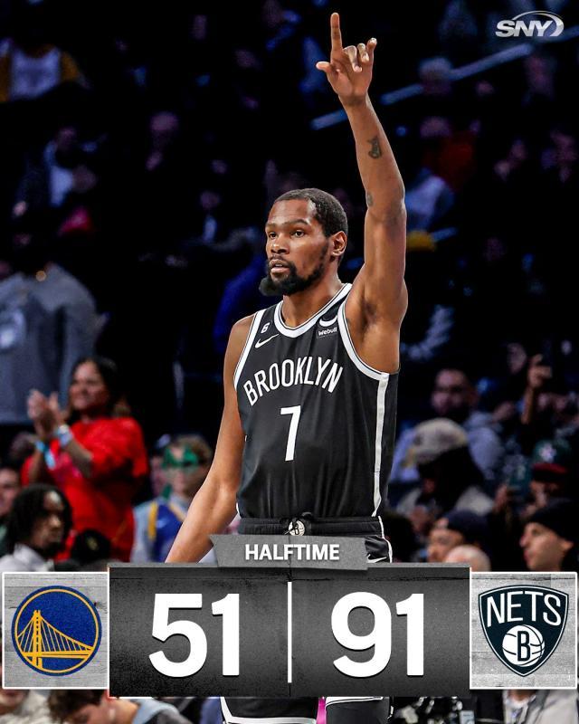 刷爆纪录！篮网半场91分虐勇士 全场143分赛季新高