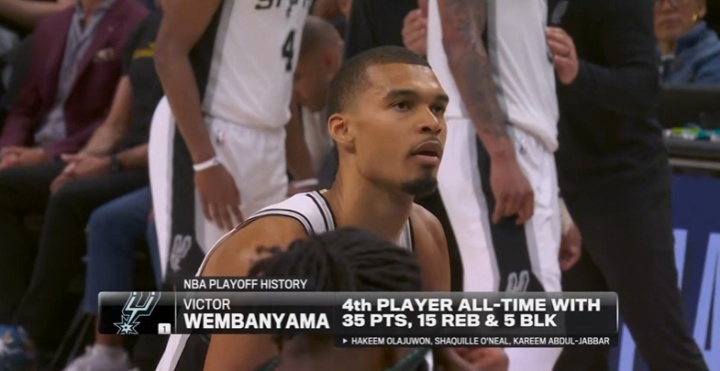 体育社区-文班单场35+分15+板5+盖帽！NBA历史第4人！比肩大梦鲨鱼天勾